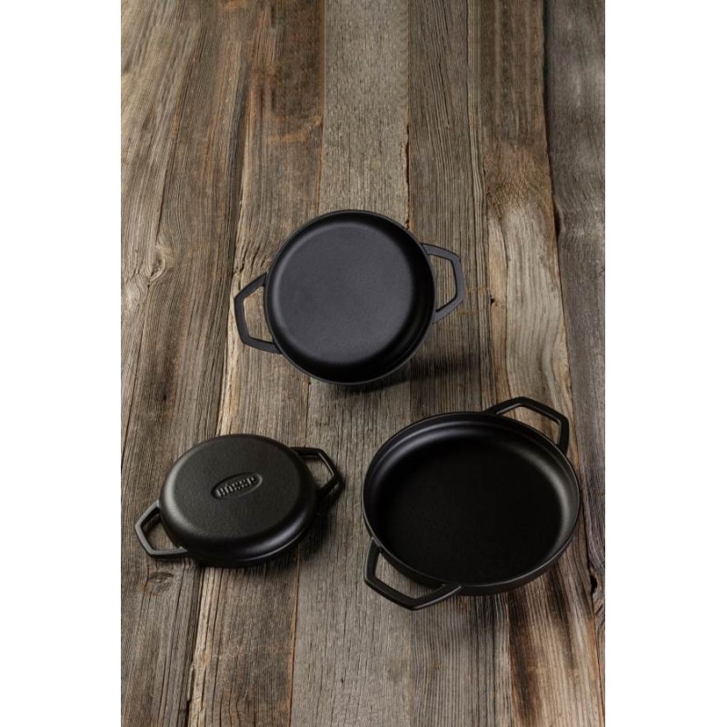 Emajlirana litoželezna ponev z dvema ročajema Hosse, Black Onyx, Ф22cm | Ploščata litoželezna ponev | Litoželezna ponev |
